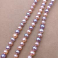 Natural Freshwater Pearl Loose Beads, Slightly Round, DIY, mixed colors, Length about 6.5-7mm Approx 38 cm, Approx 