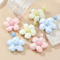 Zinc Alloy Stud Earring, with Cloth, Flower, handmade, fashion jewelry & for woman [