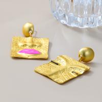Enamel Zinc Alloy Drop Earring, Square, fashion jewelry & for woman, gold 