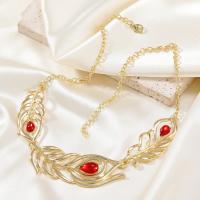 Resin Zinc Alloy Necklace, with Resin, with 7.2cm extender chain, plated, fashion jewelry & for woman, gold Approx 45.8 cm 