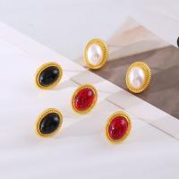Gemstone Stud Earring, aleación de zinc, con Piedras preciosas, Joyería & para mujer, más colores para la opción, 19x9mm, Vendido por Par[