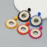 Boucle d’oreille De Rottan, Rafidah+Grass, avec Canne & alliage de zinc, fleur, fait à la main, bijoux de mode & pour femme, plus de couleurs à choisir Vendu par paire