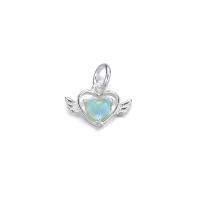 Sterling Silver Heart Pendants, 925 Sterling Silver, with Crystal, plated, DIY, platinum color 
