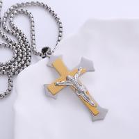 Stainless Steel Jewelry Necklace, 304 Stainless Steel, Cross, plated, Unisex, original color Approx 60 cm 