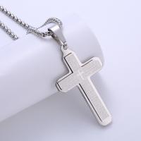 Stainless Steel Jewelry Necklace, 304 Stainless Steel, Cross, polished, Unisex, silver color Approx 60 cm 
