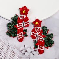 Christmas Earrings, Seedbead, Christmas Candy Cane, handmade, Christmas Design & fashion jewelry & for woman, multi-colored 