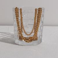 Halskette, 304 Edelstahl, mit Verlängerungskettchen von 5cm, 18K vergoldet, Modeschmuck & für Frau, goldfarben, Länge:ca. 45 cm, verkauft von PC