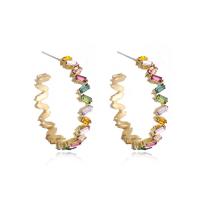 Zinc Alloy Rhinestone Stud Earring, Letter C, gold color plated, fashion jewelry & for woman & with rhinestone 
