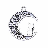 Zinc Alloy Jewelry Pendants, Moon, antique silver color plated, fashion jewelry & Unisex & hollow 