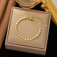 Titanium Steel Bracelet & Bangle, with 5cm extender chain, 18K gold plated, fashion jewelry & for woman, golden Approx 18 cm 