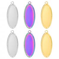 Stainless Steel Pendant Setting, 304 Stainless Steel, Flat Oval, Vacuum Ion Plating, DIY [