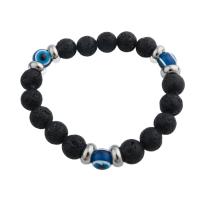 Evil Eye Jewelry Bracelet, Lava, with 304 Stainless Steel, fashion jewelry & Unisex, 11mm Approx 8.66 Inch 