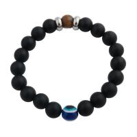 Evil Eye Jewelry Bracelet, Black Agate, with 304 Stainless Steel, fashion jewelry & Unisex, 10mm Approx 8.27 Inch 