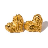 Arete de acero inoxidable , acero inoxidable 304, Corazón, 18K chapado en oro, Joyería & para mujer, dorado, 33.4x27.7mm, Vendido por Par