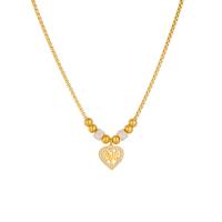Titanium Steel Jewelry Necklace, with 1.97inch extender chain, Heart, plated, fashion jewelry & for woman & with rhinestone, golden, 15mm Approx 15.75 Inch 