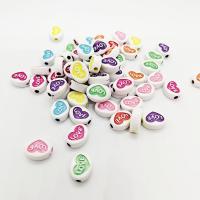 Plastic Spacer Beads, Heart, painted, DIY [