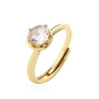 Cubic Zircon Brass Finger Ring, Round, plated, fashion jewelry & micro pave cubic zirconia Ring inner ~19mm 