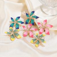 Enamel Zinc Alloy Stud Earring, Flower, fashion jewelry & for woman 