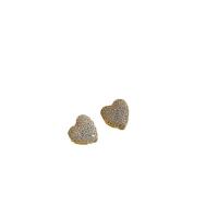 Befestiger Zirkonia Messing Ohrring, Herz, plattiert, Micro pave Zirkonia & für Frau, keine, 15x16mm, verkauft von Paar