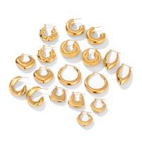 Stainless Steel Leverback Earring, 304 Stainless Steel, plated & for woman, golden 