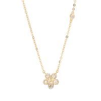 Cubic Zircon Micro Pave Sterling Silver Necklace, 925 Sterling Silver, with 5CM extender chain, petals, plated, micro pave cubic zirconia & for woman Approx 40 cm 