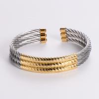 Stainless Steel Cuff Bangle, 304 Stainless Steel, plated, for man, gold, Inner Approx 62mm 