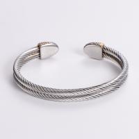 Stainless Steel Cuff Bangle, 304 Stainless Steel, plated, micro pave cubic zirconia & for man, original color, Inner Approx 62mm 