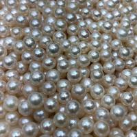 Natural Freshwater Pearl Loose Beads, Slightly Round, DIY & half-drilled, white 