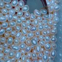 Rice Cultured Freshwater Pearl Beads, DIY & half-drilled, white, 7-7.5mm 