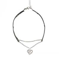 Titanium Steel Jewelry Necklace, Zinc Alloy, with Titanium Steel, with 7.8cm extender chain, silver color plated, fashion jewelry & for woman Approx 31 cm 