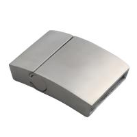 Cierre magnético de acero inoxidable rectangular, acero inoxidable 304, Bricolaje & cepillado, color original, 27.5x18.5mm, agujero:aproximado 16.5x3.5mm, Vendido por UD[