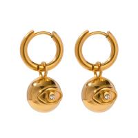 Stainless Steel Drop Earring, 304 Stainless Steel, Eye, 18K gold plated, fashion jewelry & for woman & with rhinestone, golden 