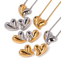 Fashion Stainless Steel Jewelry Sets, 304 Stainless Steel, with 2.36inch extender chain, Heart, Vacuum Ion Plating, fashion jewelry & for woman .3*25.3mm .6*26mm Approx 17.52 Inch 