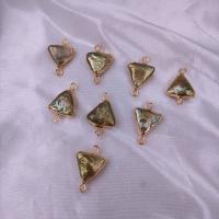 Brass Connector, Freshwater Pearl, with Brass, Triangle, gold color plated, DIY & 1/1 loop, green 