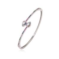 Brass Bangle, Snake, plated, fashion jewelry & micro pave cubic zirconia The inside diameter of the bracelet is 5.8cm 