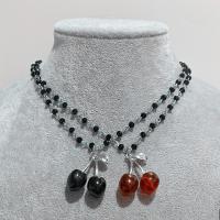Glass Zinc Alloy Necklace, with Glass, with 7cm extender chain, plated, fashion jewelry & for woman Approx 40 cm 