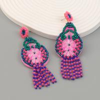 Boucles d'oreilles perle de verre, Seedbead, avec résine & alliage de zinc, fait à la main, bijoux de mode & pour femme, multicolore Vendu par paire