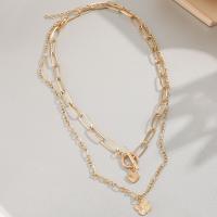 Fashion Multi Layer Necklace, Zinc Alloy, plated, Double Layer & fashion jewelry & for woman, gold 