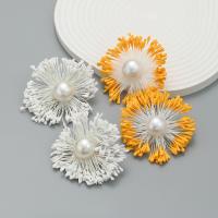 Fashion Create Jewelry Earring, Cotton Thread, with Plastic Pearl, Flower, fashion jewelry & for woman 