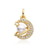 Cubic Zircon Micro Pave Brass Necklace, with Plastic Pearl, with 5CM extender chain, plated & micro pave cubic zirconia & for woman Approx 45 cm 
