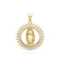 Cubic Zircon Micro Pave Brass Necklace, with 5CM extender chain, Virgin Mary, plated & micro pave cubic zirconia & for woman, golden Approx 45 cm 