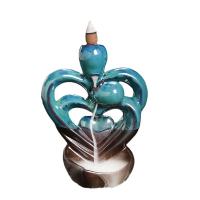 Incense Smoke Flow Backflow Holder Ceramic Incense Burner, Purple Clay, half handmade, durable, mixed colors 