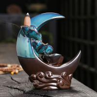 Incense Smoke Flow Backflow Holder Ceramic Incense Burner, Porcelain, half handmade, durable, mixed colors 