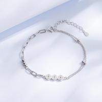 Bracelets en argent sterling, Argent sterling 925, bijoux de mode & pour femme Environ 21 cm, Vendu par PC