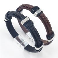 PU Leather Cord Bracelets, Zinc Alloy, with PU Leather, plated, punk style & Unisex bracelet width 10mm Approx 8.3 Inch 