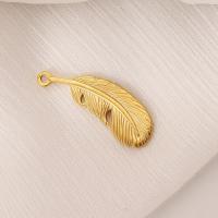 Stainless Steel Feather Pendant, 304 Stainless Steel, Vacuum Ion Plating, DIY, golden 