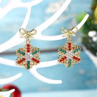 Christmas Earrings, Zinc Alloy, Christmas Design & fashion jewelry & for woman & enamel & with rhinestone 