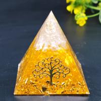 Resin Decoration, with Gemstone & Brass, Pyramidal, gold color plated, for home and office & epoxy gel 