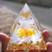 Resin Decoration, with Gold Foil & White Porcelain, Pyramidal, for home and office & epoxy gel, mixed colors 