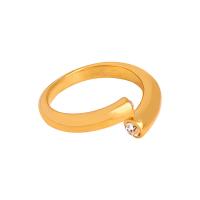 Титан Сталь палец кольцо, титан, с чешский, вакуумное ионное покрытие, ювелирные изделия моды & Женский, Много цветов для выбора, ring width 4mm, размер:7, продается PC